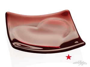Glasfusing Schale Herz, rot 
